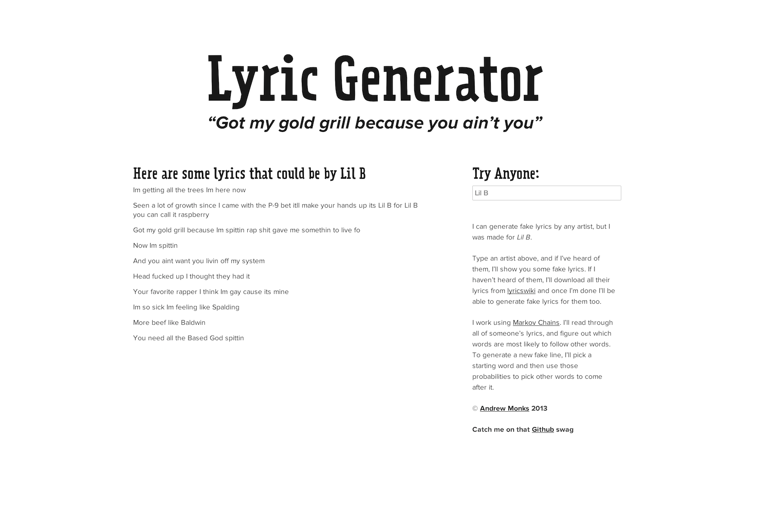 Lyrics Generator